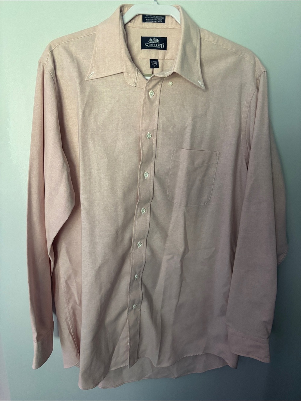 Stafford Men's Long Sleeve Button-Up Shirt in Pale Pink